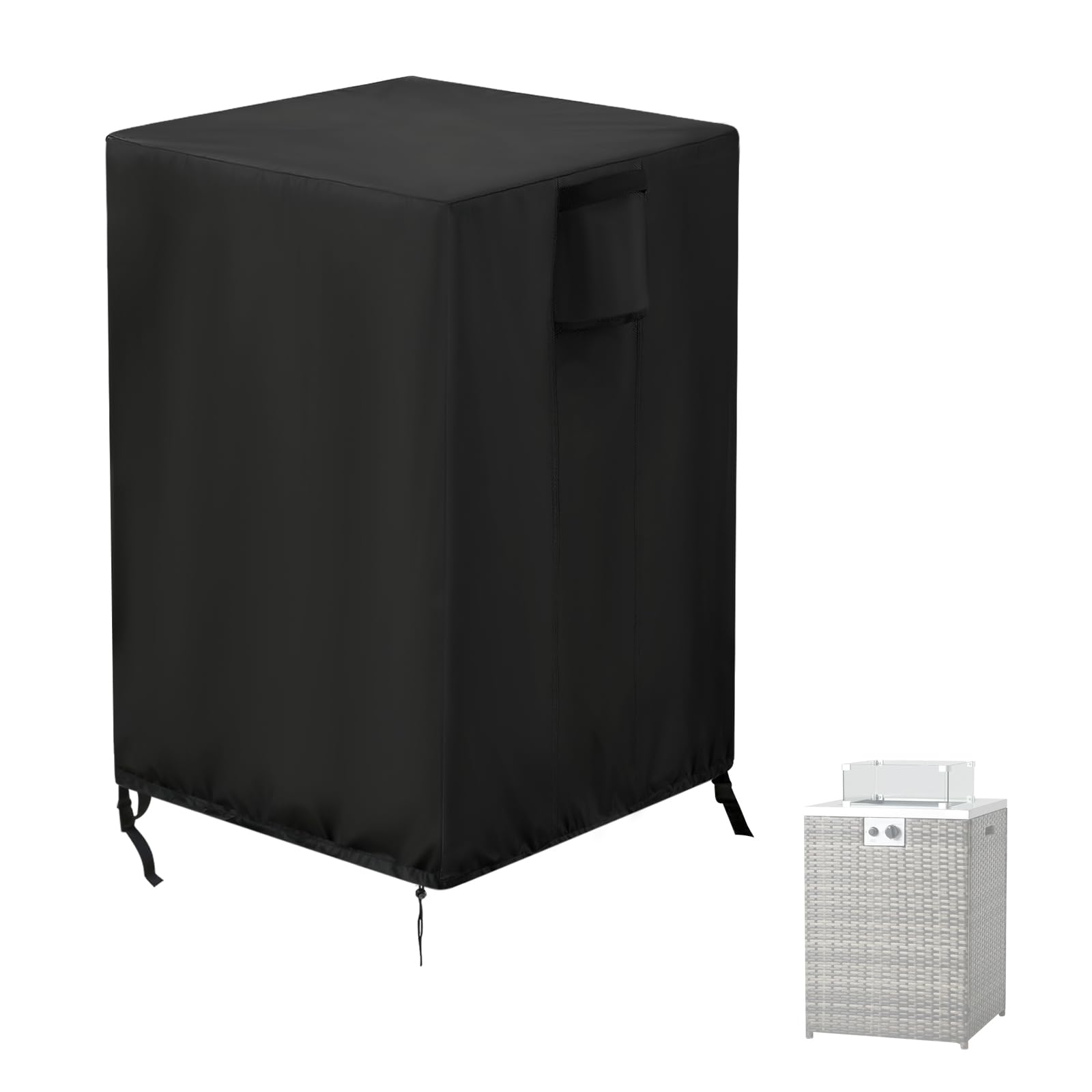 Onlyme – Housse de foyer carrée en tissu Oxford 420D au propane imperméable avec cordon de serrage pour foyer à gaz et brasero – 55 x 55 x 89 cm