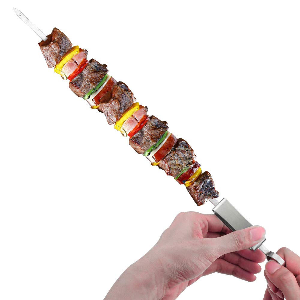 GRILLART Kabob Skewers for Grilling Metal Skewers for Kabobs with Slider Flat BBQ Skewers