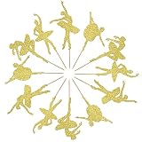 Migeaks 24pcs Ballet Birthday Cupcake Decoration-Girl Birthday Party Glitter Cupcake Topper-Ballet P