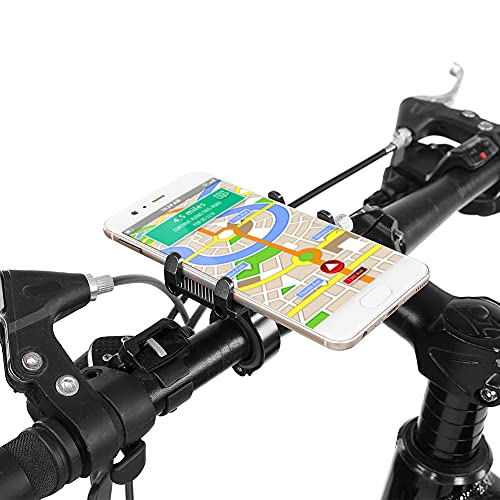 Gavigain Porta del Telefono per Bici, Clip per Telefono Manubrio Regolabile in Lega di Alluminio, Supporto per Supporto per Smartphone in Bicicletta (Nero)