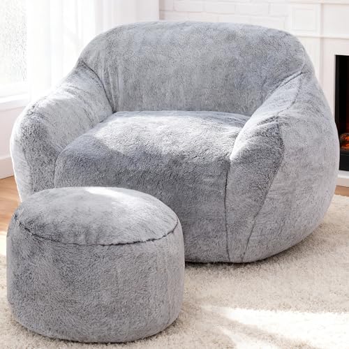 Image of Homguava Giant Bean Bag Chairs for Adults,Large Bean Bag Couch with Ottoman