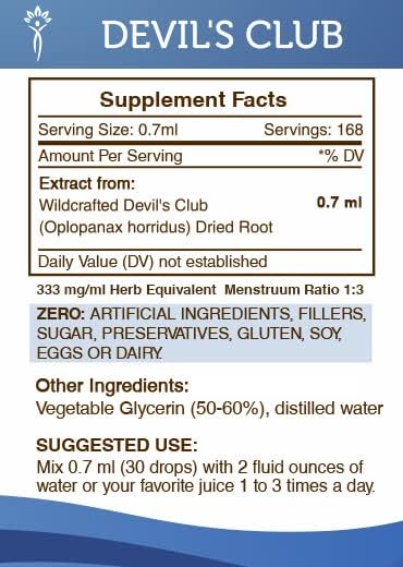 Secrets of the Tribe Devil's Club Tincture Alcohol-Free Liquid Extract, Wildcrafted Devil's Club (Oplopanax horridus) Dried Root (4 FL OZ) - Image 4
