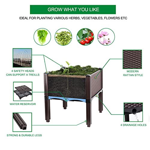 Raised Garden Beds Elevated Planter Box For Outdoor Plants Growing Perfect For Vegetables Flowers Fruits Herbs Planting In Patio Balcony, Brown #TOP2