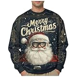 メンズ スウェット トレーナー クルーネック 裏起毛 アグリーセーター ニット サンタクロース柄 可愛い 面白 アウター 秋冬 厚手 あったかい 暖かい クリスマス プルオーバー ゆったり 長袖 トップス おしゃれ カジュアル tシャツ 新年