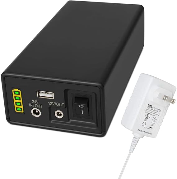 Talentcell 12/24V Lithium ion Battery Pack PB240B2, Rechargeable 35000mAh 129.5Wh Li-ion Batteries with DC 24/12 Volt and 5V USB Output for LED Light Strip, CCTV Camera, Smartphone and More