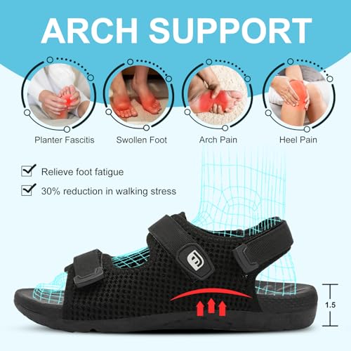 JOINFREE Womens Orthopedic Walking Hiking Sandals Adjustable Open Toe Sports Water Sandals with Plantar Fasciitis Arch Support Thick Athletic Cushion Outdoor Beach Sandals2