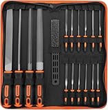 Simniam 18Pcs Professional Metal File Set With Suitcase - T12 Flat, Triangle, Half-Round, Round Large Files & 12 Needle Files, Cleaning Brush - Perfect for Wood, Metal & DIY Projects