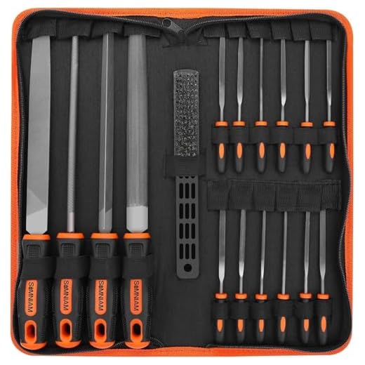 Simniam 18Pcs Professional Files Set, Premium T12 Metal Files with Suitcase, Flat/Triangle/Half-Round/Round Large Files & 12x Needle Files&Cleaning Brush, Perfect for Wood, Metal&DIY Project