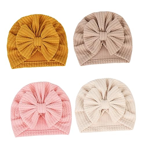 4Pcs Knitted Winter Hats for Soft and Warm Bowknot Headwear Comfortable Elastic Caps for Boys for Cold Weather Wear