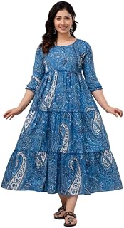 VARICOS Women's Cotton Tiered Pregnancy Dress - Stylish 3/4 Sleeve Maternity Dress Price In India
