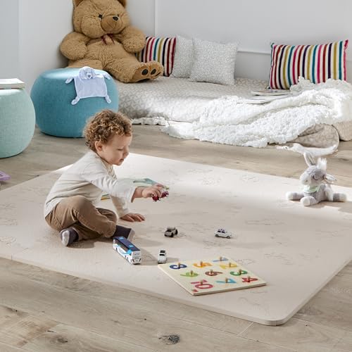 LuBabymats Mini - Alfombra Puzzle de Viaje para bebés, Suelo Extra Acolchado de Foam (EVA). Medida: 110x110 cm. Color Beige