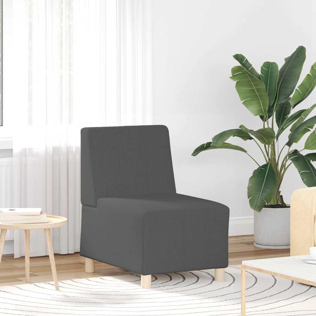 Canapé Modulaire sans Accoudoirs 3 Places, Canapé de Salon Modulable en Velours Côtelé Gris Foncé, Fauteuils de Salon Modernes pour Appartement et Bureau