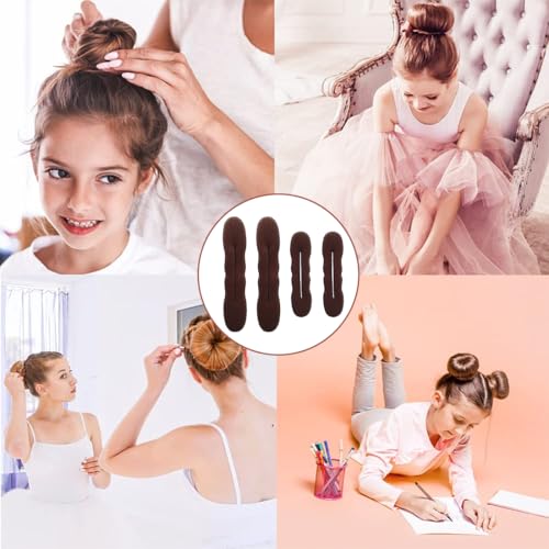 TEOZBLU 4 Stück Magischer Haarknoten, Dutt Maker, Duttkissen, Hair Bun Maker, Bun Maker Magic Hair, Haar Twist Lockenwickler Donut Tools