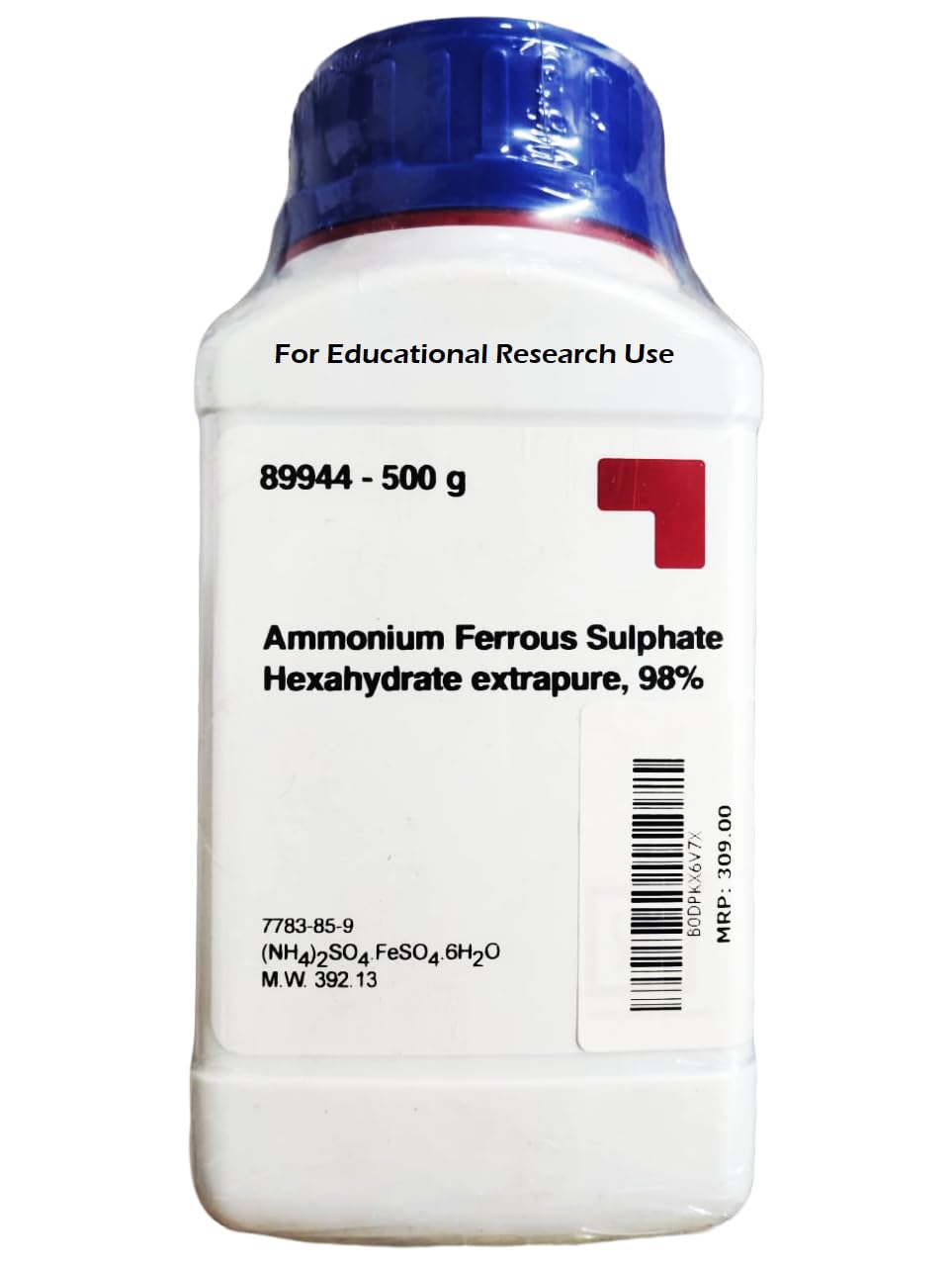 SRL Ammonium Ferrous Sulphate Hexahydrate extrapure, 98%, 500gm powder, CAS: 7783-85-9, Molecular Formula :(NH4)2SO4.FeSO4.6H2O, Storage: Room Temperature, Shelf Life: 60 Months for laboratory use-image-26