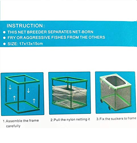 Image of COMOK Fish Hatchery Breeder Box Aquarium Separation Net Nylon Incubator Mesh Fish Breeding Tanks Isolation Box Green Square