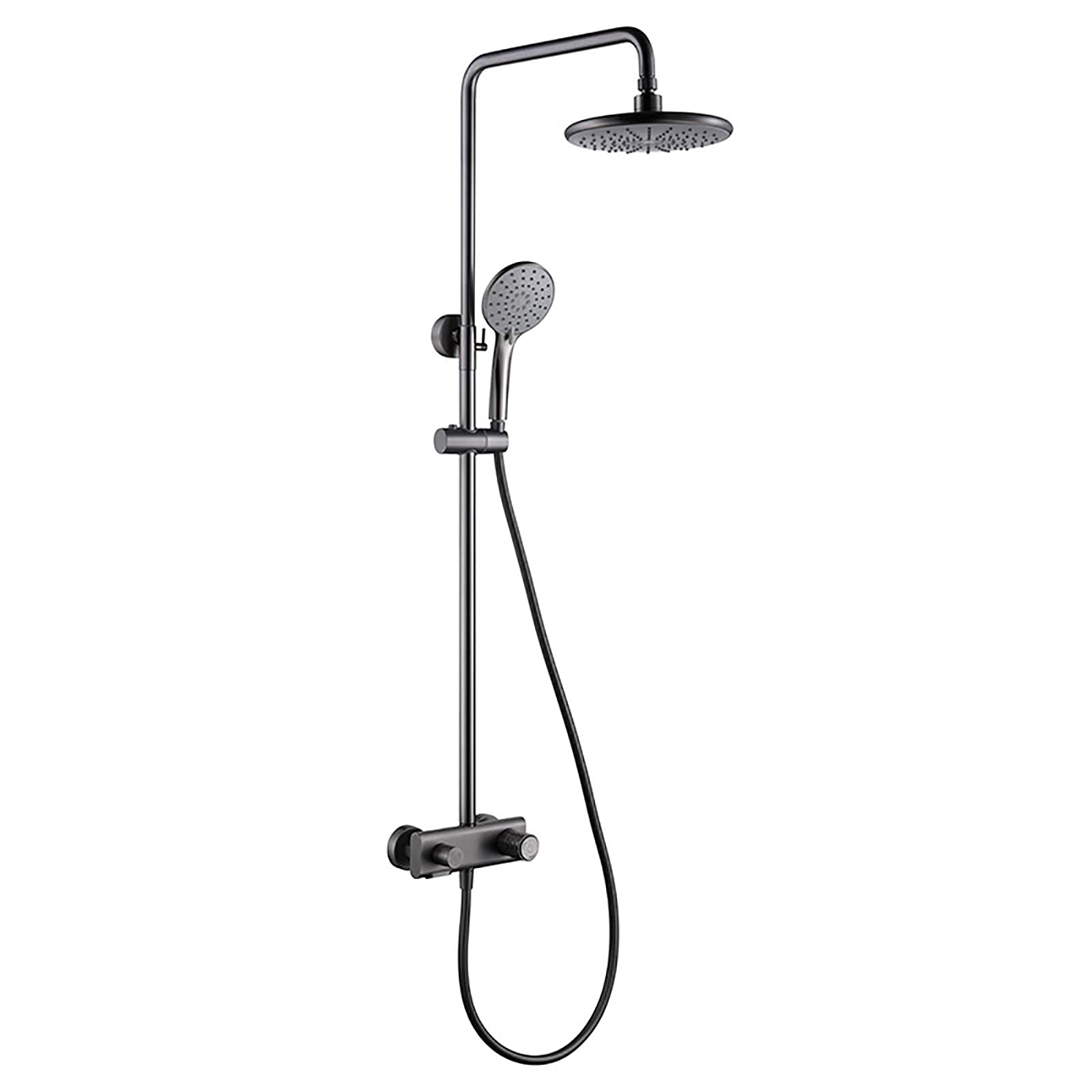 WXPGFEQ Rain Shower System Brass Shower Faucet Set Wall Mounted Shower Combo Set Double Handle Rain Mixer Shower with Waterfall Tub Spout, 3 Mode Handheld Shower, 8 Inch Shower Head,Chrome