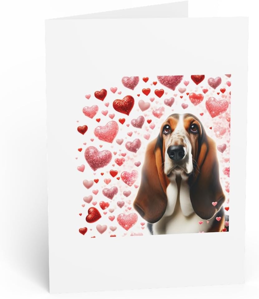 Greeting Card/Note Card - Valentine's Day Basset Hound - PACK of 1