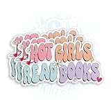 (3 piezas) Hot Girls Read Books Sticker Kindle Stickers Book Vintage Retro Groovy Feminist 2 pulgadas Vinilo Die-Cut Calcomanías para libros, decoración