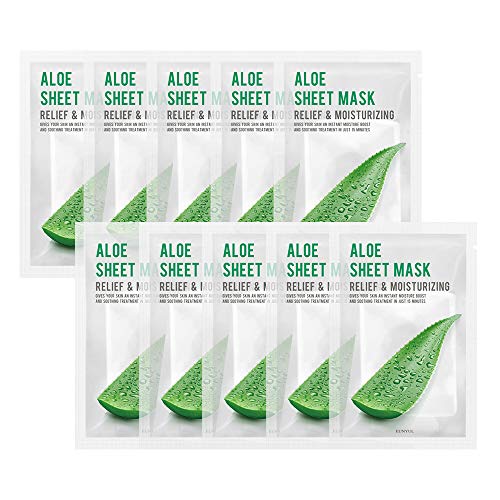 [PAKET VON 10] EUNYUL Purity ALOE Gesichtstuchmasken (22 ml x 10 Stück) Koreanische Hautpflege