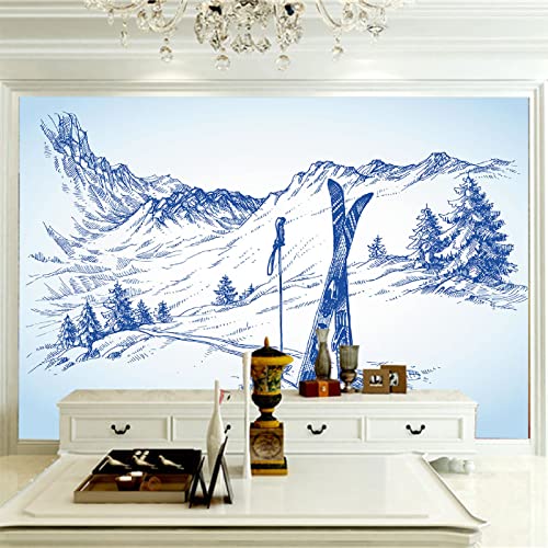 ZCFGG 3D-print zelfklevende niet-geweven foto muur kunst muurschildering Wit kunst sneeuwberg 400 x 280cm woonkamer… - Afbeelding 4