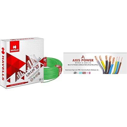 Havells Lifeline Cable WHFFDNGA11X5 1.5 sq mm Wire (Green)+Havells Lifeline Cable WHFFDNKA11X0 1 sq mm Wire (Black)