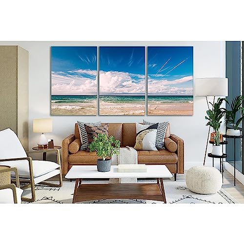 Cuadro de nubes sobre agua ZELLART lienzo decorativo triptico horizontal 235x120 cm №SL153