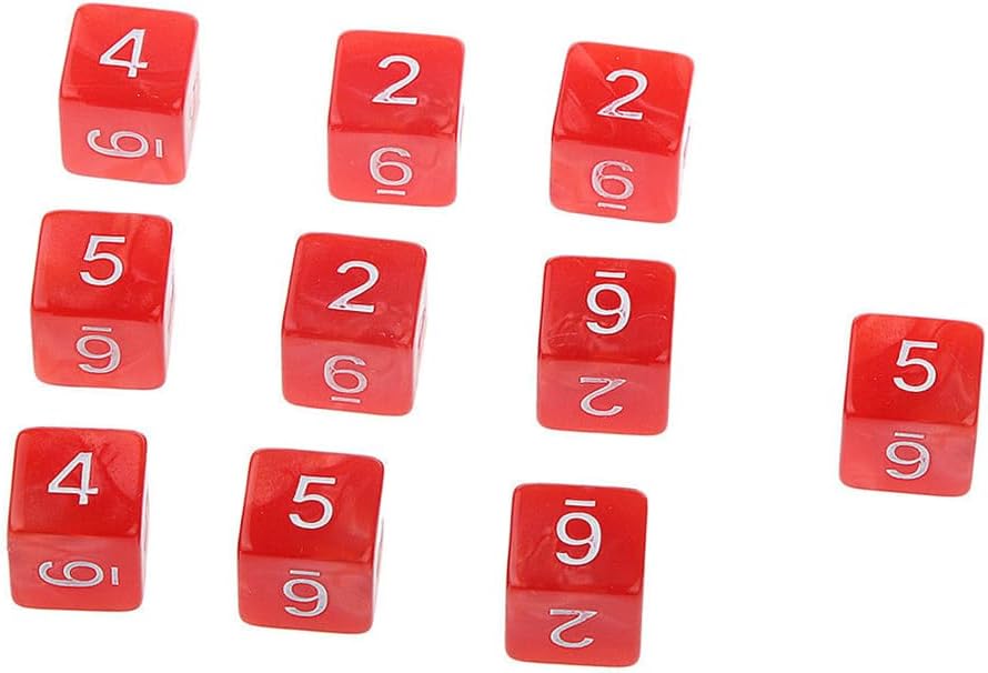10PCS Polyhedral Dice D6 Dice 16mm Acrylic 6 Sided Dice Double Colors Game Dice for RPG MTG DND Dice Table Games (Red)