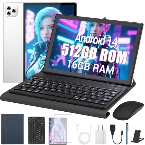 Fhrhig Tableta Android 14,Tablet de 10.1",16GB + 512GB ROM