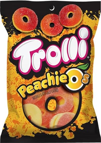 Trolli Peachie O's Sour Gummy Rings Candy, 4.25 Ounce, Pack of 12