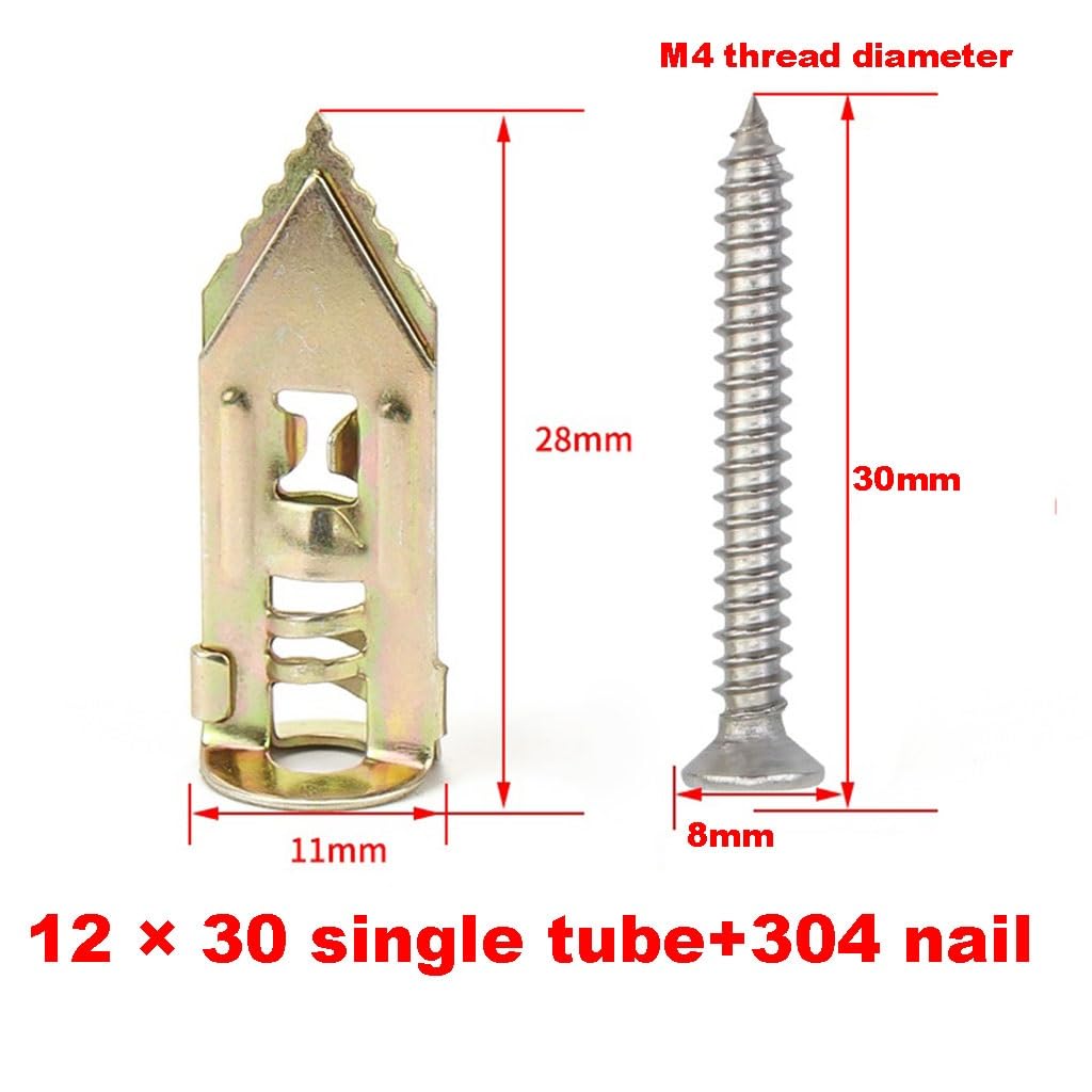 20 szt. Wkrętów rozporowych do płyt gipsowych – stal sprężynowa manganowa o dużej wytrzymałości 65 do płyt izolacyjnych(12x30 single tube+color zinc nails)