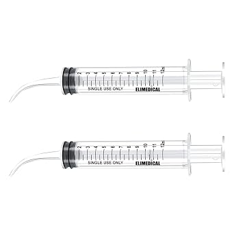 Elimedical Oral Medication Dispenser Syringe, with Curved Tip, 12cc (12ml), 50 per Box, Clear, 12CVT