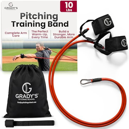 Grady’s Pitching School Baseball Resistance Bands for Pitchers – Pitching Bands for Arm Strength & Arm Care, Baseball Stretching Bands for Warm-Up & Throwing Training + Free Video Training Library