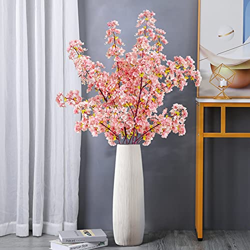 Houele Cherry Blossom Branches, 39 Inch Long Stem Artificial Flowers Cherry Blossom Tree Silk Fake Flowers For Vase Room Office Bedroom Diy Decor, Wedding, Indoor And Outdoor (3 Pcs Pink) #TOP2