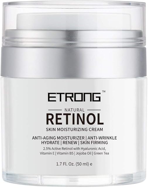 Retinol Moisturizer Cream,ETRONG Anti-aging Wrinkle Night/Day Cream for Face and Eye with 2.5% Retinol,Hyaluronic,Vitamin E and Jojoba Oil (50 ml)