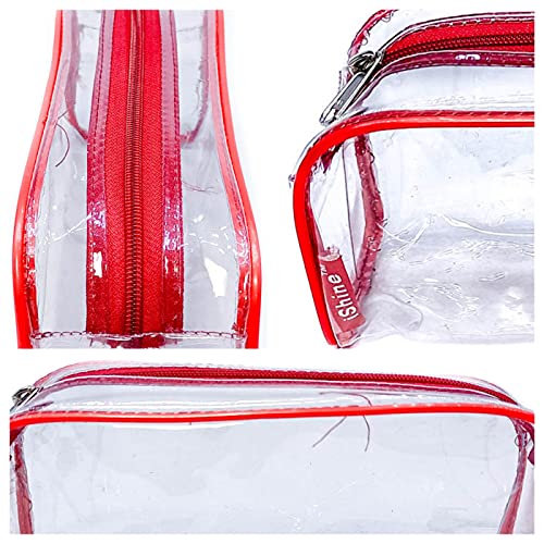 Image of iShine Multipurpose Travel Morning Zipper Pouch for Men and Women Transparent Medium (Pack of 1, Red)