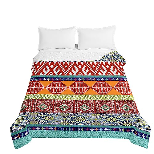 Odot Colcha Bouti de Verano, 3D Piedra Estampado Suave Microfibra Multiusos Cubrecama Lavable Acolchada Edredón Manta para Cama de Infantil Individual Matrimonio (100x150cm,Tótem Boho 2)