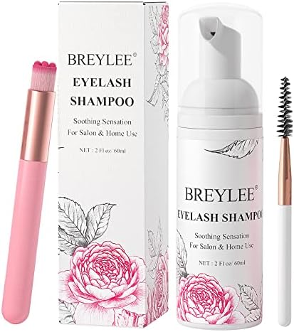 Eyelash Extension Shampoo 60ml + Brush + Mascara Wand Eyelid Foaming Cleansing,Lash Shampoo Cleaner,Nourishing Formula,Paraben & Sulfate Free,Makeup Remover,Salon and Home use