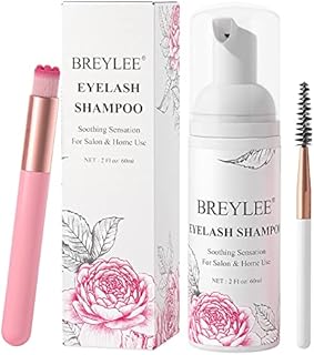 Eyelash Extension Shampoo 60ml + Brush + Mascara Wand Eyelid Foaming Cleansing,Lash Shampoo Cleaner,Nourishing Formula,Paraben & Sulfate Free,Makeup Remover,Salon and Home use