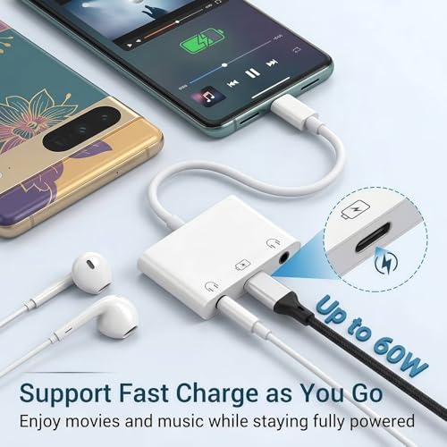 3-in-1 USB C to 3.5mm Audio Adapter, Headphone Splitter for 2 Headphones by Ceotsak - Used condition - Image 5