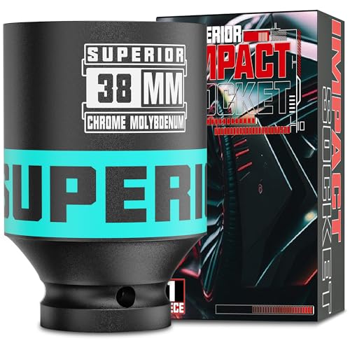Image of 1 /2 inch Drive Impact Socket, 38 mm Deep Socket, Metric, 6 Point, CR-MO, for Automotive Maintaince Truck Tires Jumbo Fasteners
