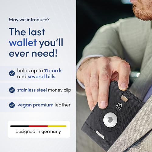 TRAVANDO AirTag* Wallet Mens Wallet with Money Clip Air Tag Wallet Card Holder RFID Blocking Bifold Gifts for Men