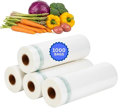 AssurePak Rollo transparente para productos  1000 bolsas  12 x 20 pulgadas  HDPE  17 micras  para almacenamiento de alimentos, uso de comestibles,