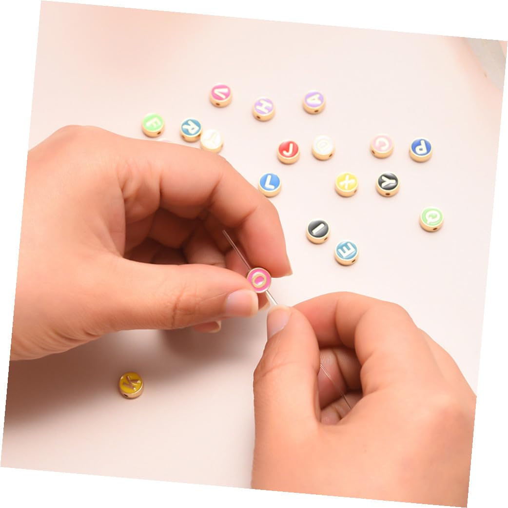NUOBESTY 4 Sets Handgefertigte Alphabet-perlen Aus Legierung Runde Perlen Für Armband Bastelbedarf 26 Stück X 4