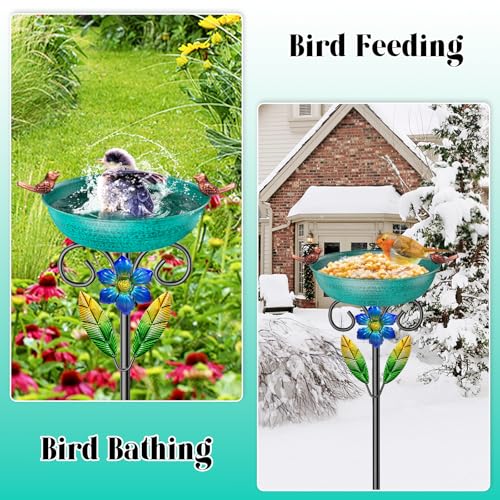 SHUONIVS Banheira de pássaro de metal para exterior, banheiras de pássaros independentes de 108 cm,