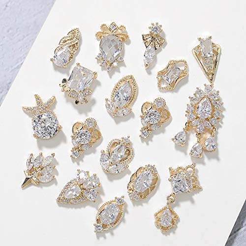 Gold Nail Art Charms Nail Art Zircon Alloy Nail Jewelry Transparent Shiny Metal Nail Art Gemstone Fashion Diy Nail Art Decorations #TOP4