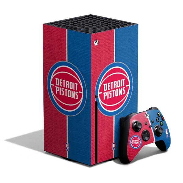 Skinit Decal Gaming Skin Compatible with Xbox Series X Bundle - Officially Licensed NBA Detroit Pistons Canvas Design