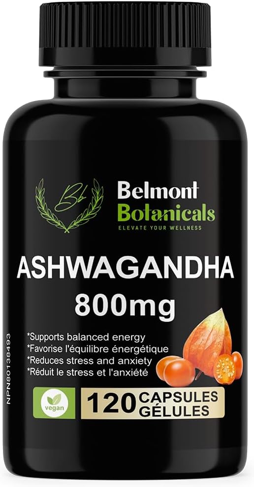 Belmont Botanicals Ashwagandha Supplement 800MG per capsule, High Strength Resistance to Stress & Increase Energy, Vegan, Quality Assured, 120 Capsules - 2 Months Supply