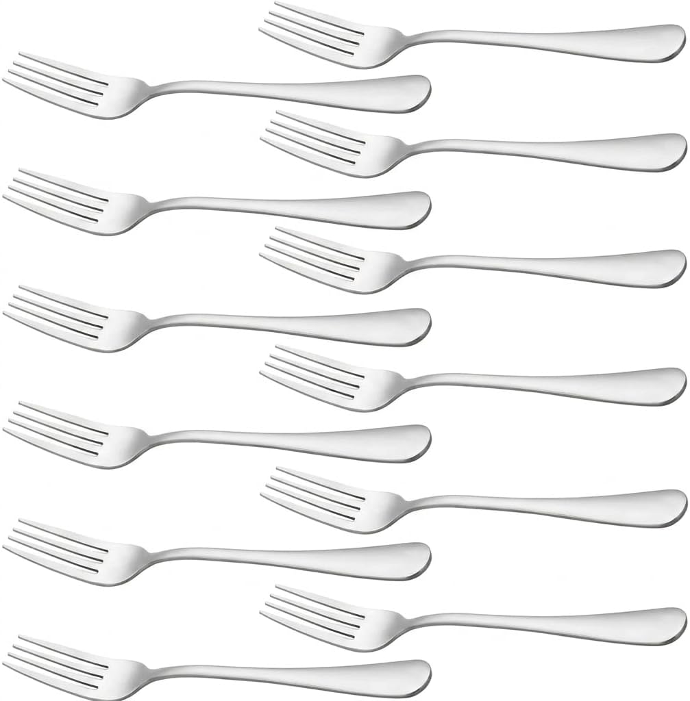 Dinner Forks Set of 12 Stainless Steel 8 Inch Mirror Polished