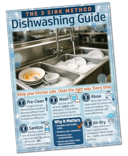3 Compartment Sink Method 18x24 Unframed Poster – Commercial Kitchen