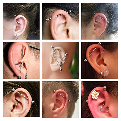 Hopply 14G Industrial Barbell Earring For Men & Women,Surgical Stainless Steel Piercing Helix-Conch Cartilage Earrings With Cz Body Piercing Jewelry 38Mm 1 1/2 Inch (Black) #TOP5